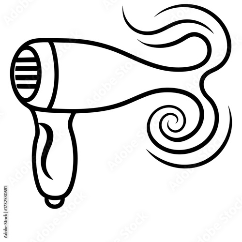 Stylized hair dryer illustration emitting swirling heat ready for creative design projects