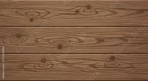 A realistic brown wood texture background with natural grain and knots. Vector illustration SVG of wooden planks isolated on a transparent background.