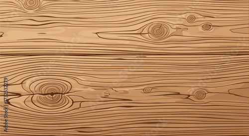 Realistic wood grain texture with natural knots and lines. Detailed wooden plank background surface. Vector illustration and SVG for design projects.