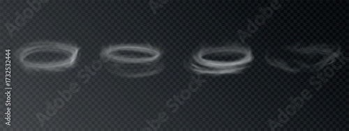 Vector realistic smoke rings, hookah vapor.