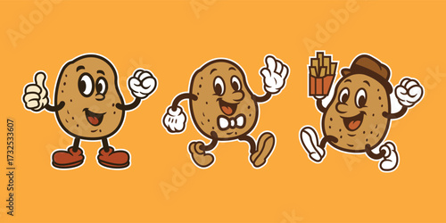 Retro Potato Character Vector Illustration