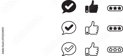 Three rows of three identical icons representing positive feedback and approval on a white background