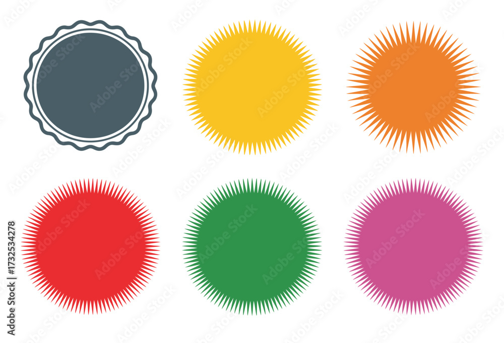 Fototapeta premium Sunburst icon collection including price label badge stamp and sticker vector designs