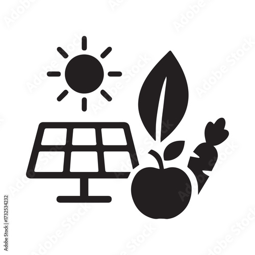 Sustainable agriculture powering growth with renewable solar energy harnessing nature's bounty for a greener future silhouette