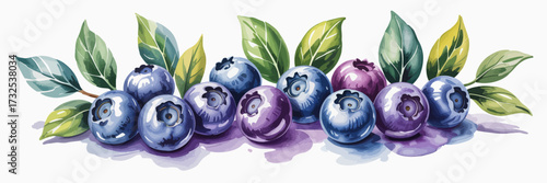 A beautiful arrangement of juicy blueberries adorned with green leaves, exemplifying natural sweetness and the essence of ripe fruits that explore the beauty of nature.