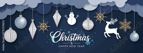 A serene winter wonderland image featuring a snowman and holiday ornaments, capturing the festive spirit of Christmas and the excitement of the New Year.