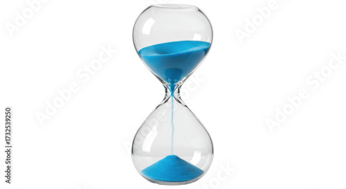 фотографія Hourglass with blue sand isolated on transparent background, time management con