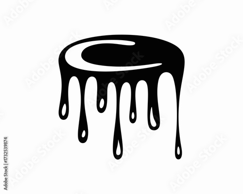 Black paint drip design element on a white background creative fluid artwork aesthetic illustration graphic resource