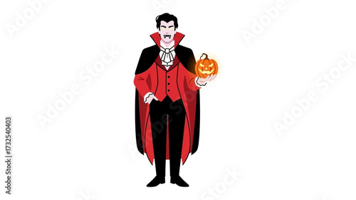 Sinister Silhouette: A ghoulish figure in classic attire clutches a carved jack-o'-lantern, the epitome of eerie elegance ready for spooky celebration.