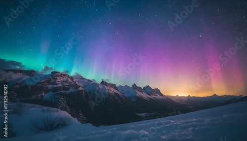 sky view with aurora colors