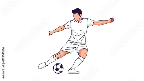 Soccer Player Kicking Ball – Vector Illustration of Man Against Background AI EPS PNG JPEG