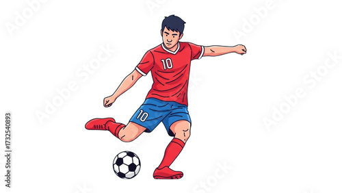 Soccer Player Kicking Ball – Vector Illustration of Man Against Background AI EPS PNG JPEG