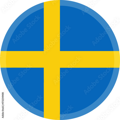  sweden round flag with yellow nordic cross on blue field