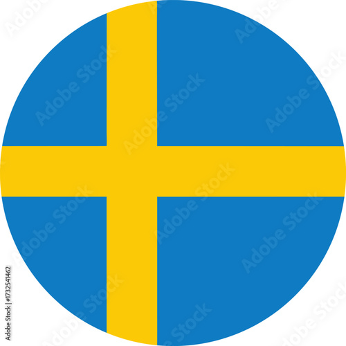  sweden round flag with yellow nordic cross on blue field