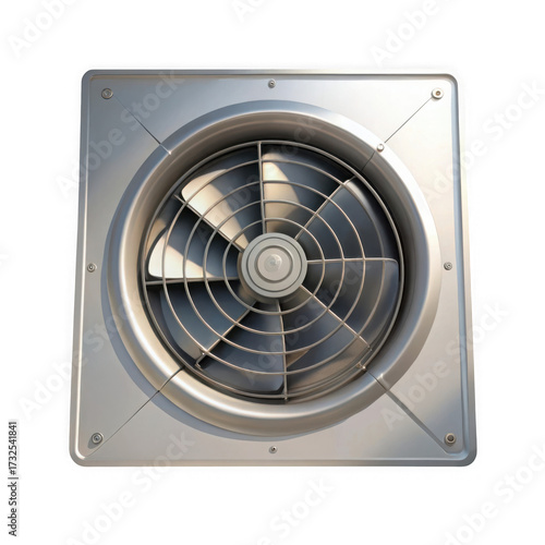 3d industrial ventilation fan isolated on transparent background
