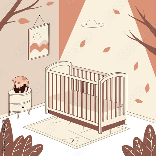 Cozy Nursery Room with Crib and Autumn Decor