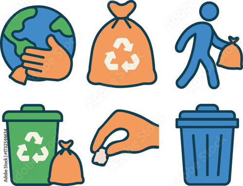 icon set World Cleanup Day vector flat design illustration. 