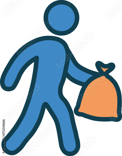 World Cleanup Day vector flat design illustration. vector flat design illustration pick up trash bag