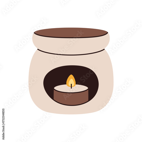 Aroma oil warmer illustration for wellness blogs, spa centers, and cozy decor.
