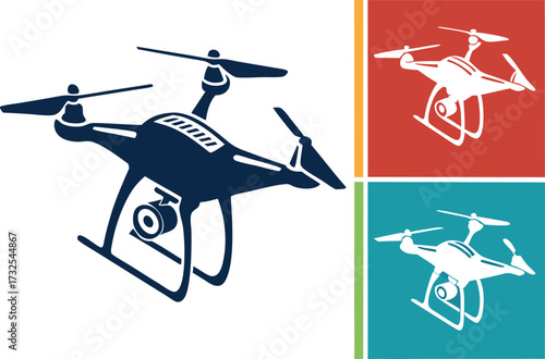 Drone Silhouette with Color Blocks