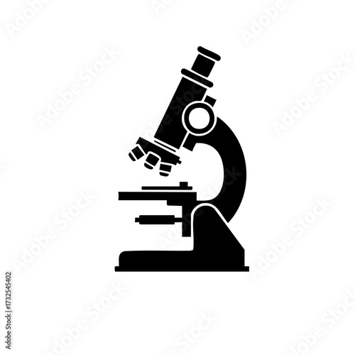 Stylized Silhouette of a Monocular Microscope with Circular Eyepiece and Triple Objective Lens