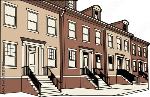 Row Houses Illustration