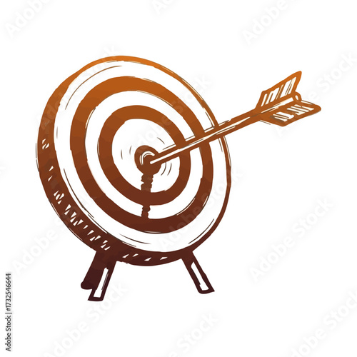 Arrow hits the target bullseye, achieving success and focus.