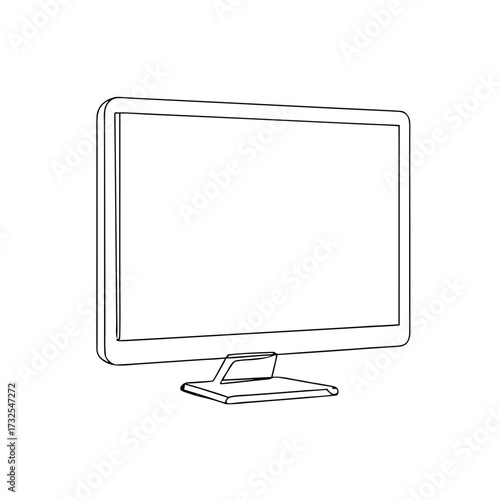 
Continuous line drawing of a computer monitor on a plain white background 