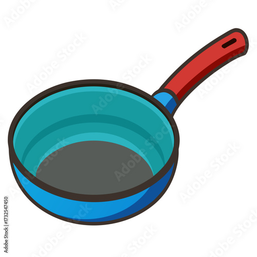 Vibrant kitchenware illustration frying pan with non-stick coating, perfect for cooking demos, food blogs, and culinary projects, adding a splash of color to your designs