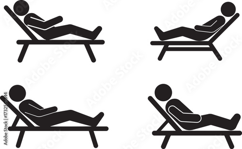 Four relaxing figures on lounge chairs silhouette