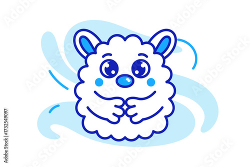 This adorable fluffy character features big sparkling eyes and a charming smile, embodying warmth and friendliness, perfect for conveying joy and cuteness in visuals.