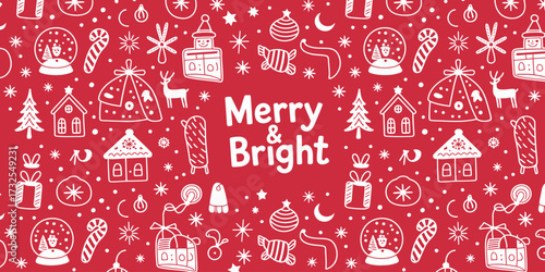 This simple yet charming image showcases holiday-themed doodles, including candy canes and snowflakes, creating a playful atmosphere of festive joy and excitement.