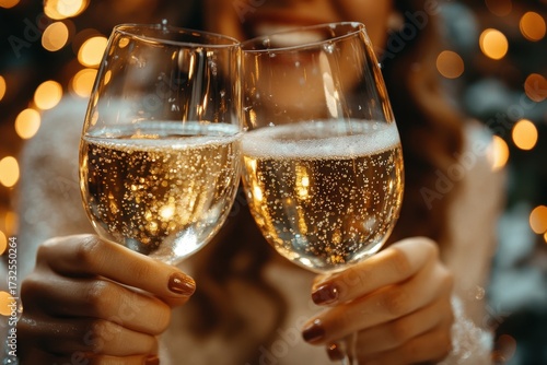 people holding glasses of champagne.