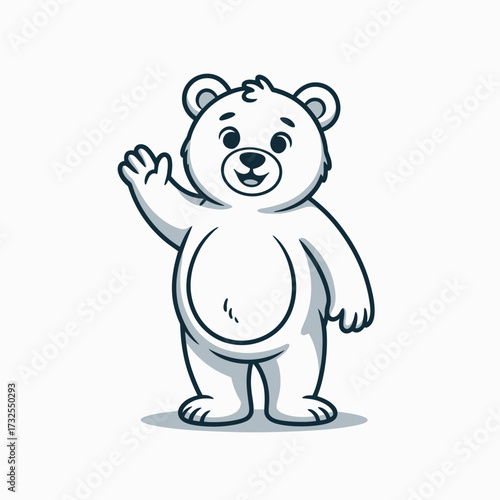 This happy bear character waves cheerfully, embodying warmth and friendliness in a delightful illustration aimed at children and those who cherish cute art.