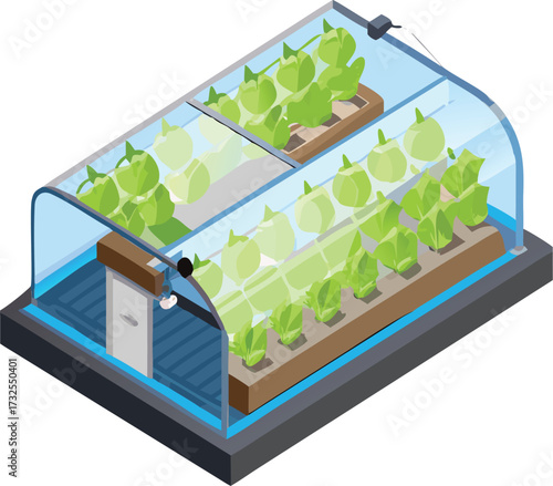 Vector space colony with farming pods connected by tunnels