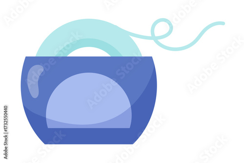 Dental floss. Oral and dental health care. Flat style element.