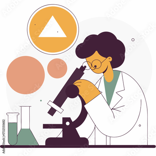 Scientist observing samples under microscope in laboratory setting  