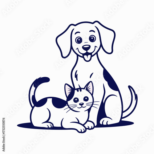 An endearing dog and cat are playfully nestled together, showcasing the loving bond between these two companions in a warm and comforting setting that evokes joy.