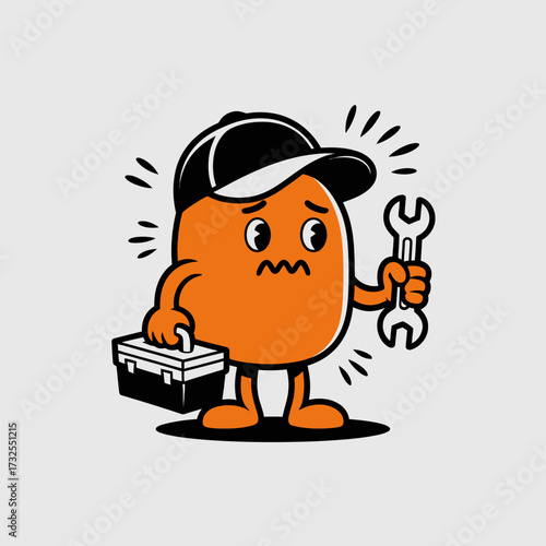 An animated orange figure with a concerned expression holding a wrench and toolbox, capturing the tension between readiness to act and feelings of uncertainty and anxiety.