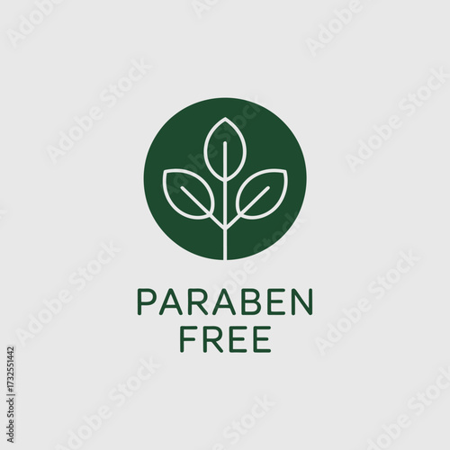 A simple yet elegant green logo declaring paraben-free status, illustrated with leaves to convey a message of natural health and eco-friendly choices.