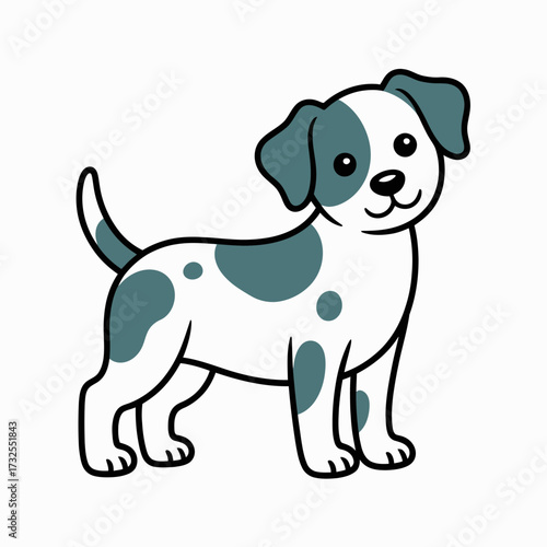 This charming image features a playful dog with unique spotted markings, exuding a sense of friendliness and joy that appeals to dog lovers and pet enthusiasts alike.