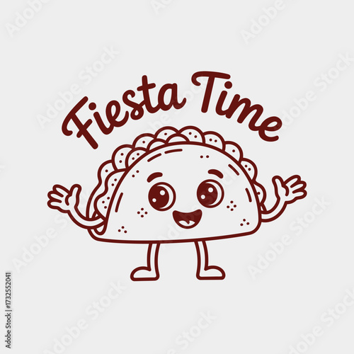 This whimsical taco character brings a smile, arms wide open, ready to invite everyone to a colorful fiesta celebration, embodying joy and culinary delight.