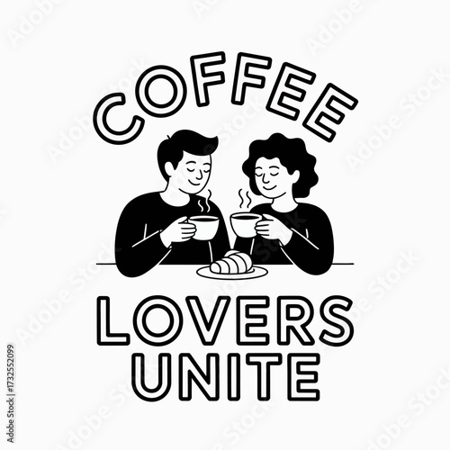 In this delightful image, a couple sits at a table enjoying coffee, sharing a pastry, encapsulating the warmth and intimacy of shared moments in love and friendship.