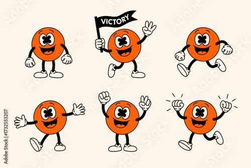 This image showcases charming animated characters with victory flags, expressing enthusiasm and delight through different postures, all within a bright and lively atmosphere.