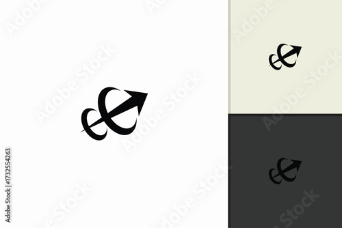 Arrow spiral logo vector with dynamic curve design, powerful growth emblem, abstract direction icon, modern business success branding, visionary movement identity illustration