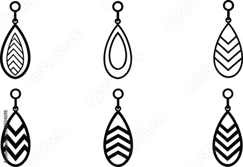 earring, jewelry, geometric, icon, set, outline, pattern, chevron, abstract, modern, minimalist, fashion, accessory, elegant, stylish, dangle, drop, collection
