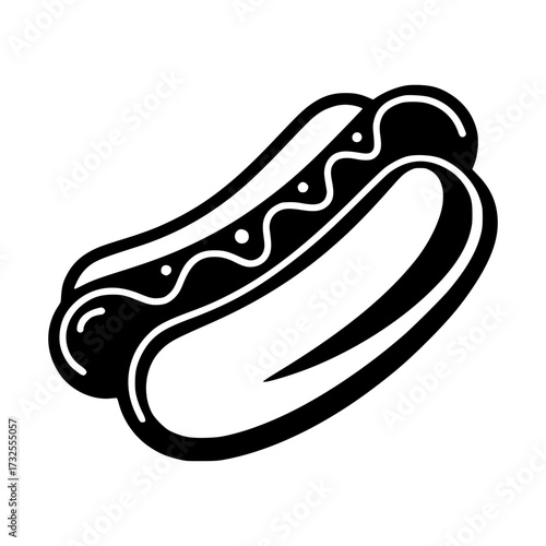 Craving Comfort Food? Delicious Hotdog Icon with Mustard Drizzle, Perfect for Restaurant Menus and Food Designs, Originally a Scalable Vector Graphic