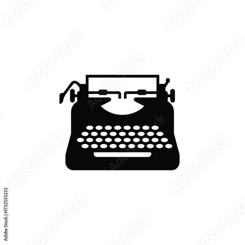 Classic black silhouette of an antique typewriter