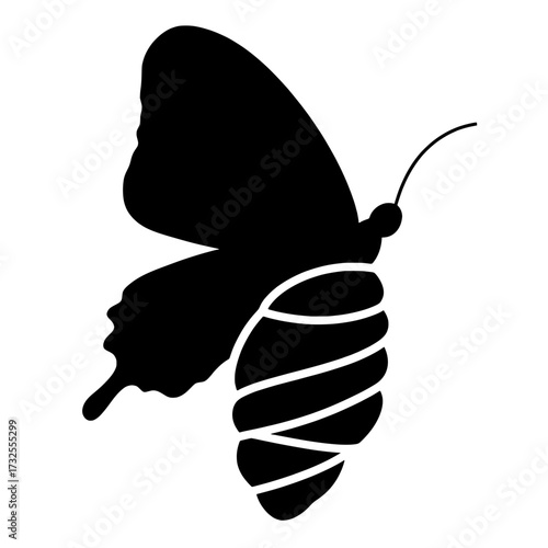Butterfly emerging from chrysalis vector icon. A concept for transformation, personal growth, and change.
