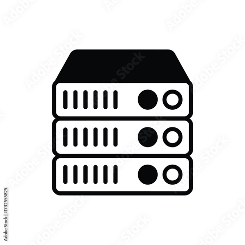 Stacked server racks with lights and vents icon